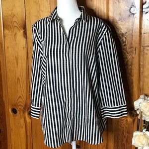 Chicos no iron white & black striped button-down